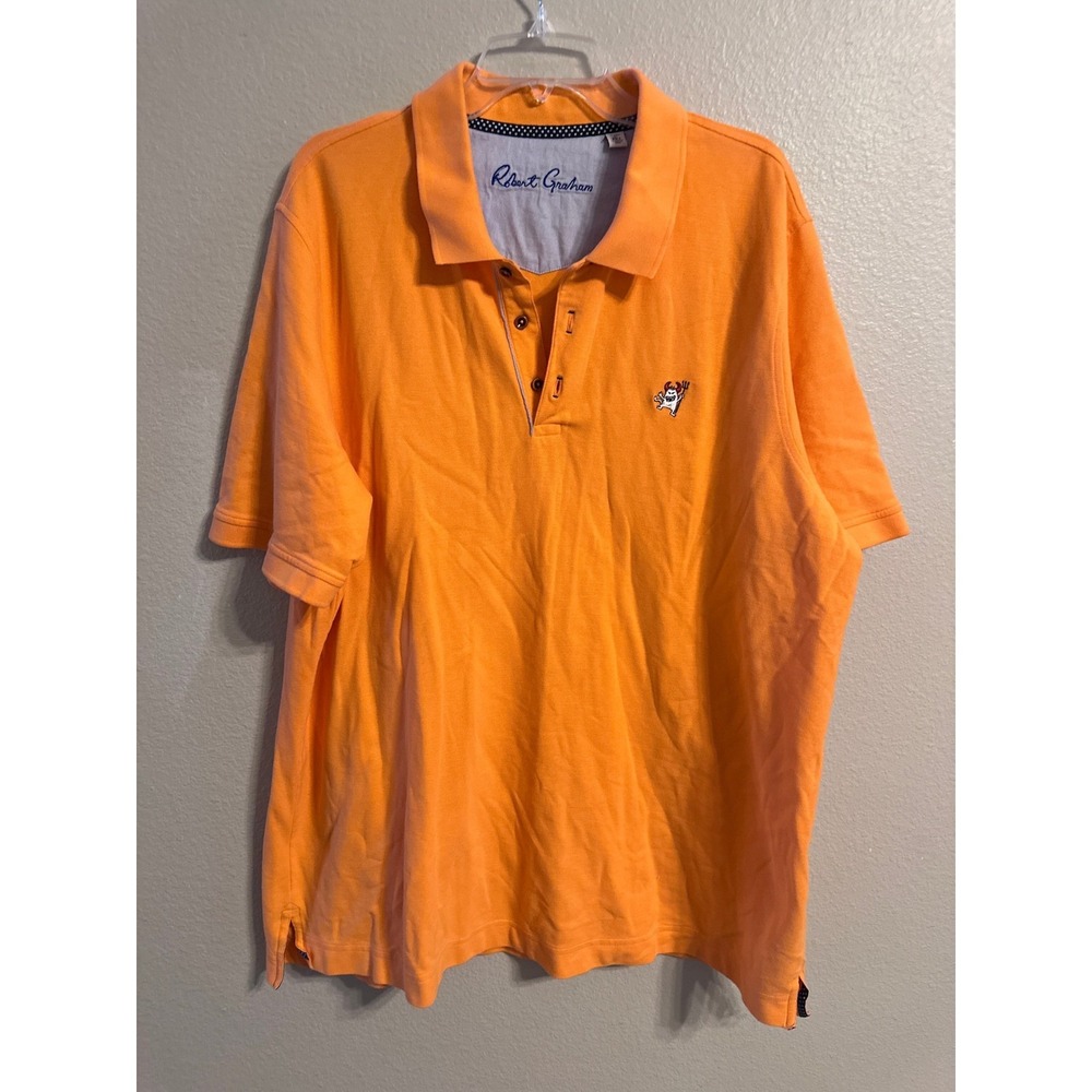 Robert Graham Mens 3XL Classic Fit Polo Shirt Orange Embroidered